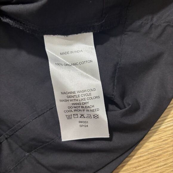 Quince Maxi Dress Sz XL Black Organic Cotton Poplin Tiered Pockets NWOT - Picture 6 of 6